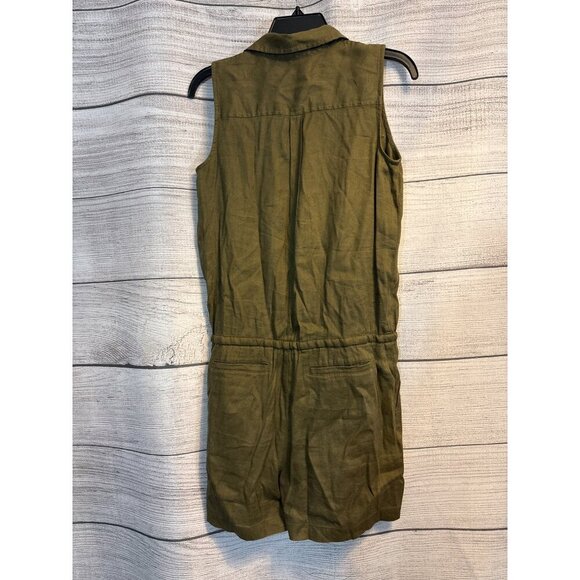 Lauren Ralph Lauren Sleeveless Olive Romper With Button Front & Drawstring Waist - Picture 3 of 3